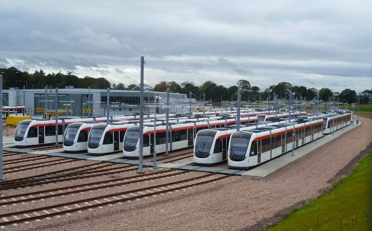 Edinburgh trams at the depot.